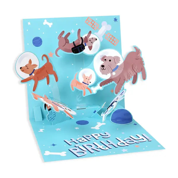 Space Dogs Birthday Treasures Pop-up Card