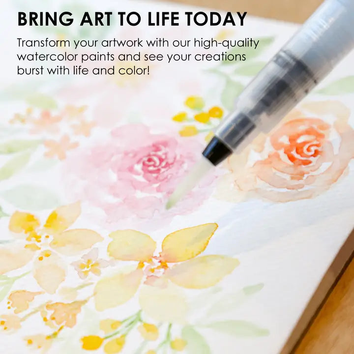 Watercolor Pocket Set of 12 Colors with Brush - Essential Colors