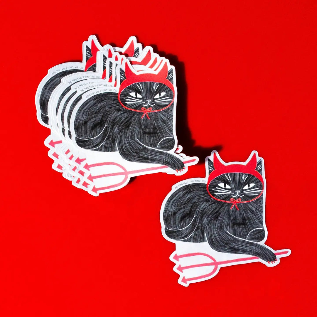 Devil Cat Mirror Sticker