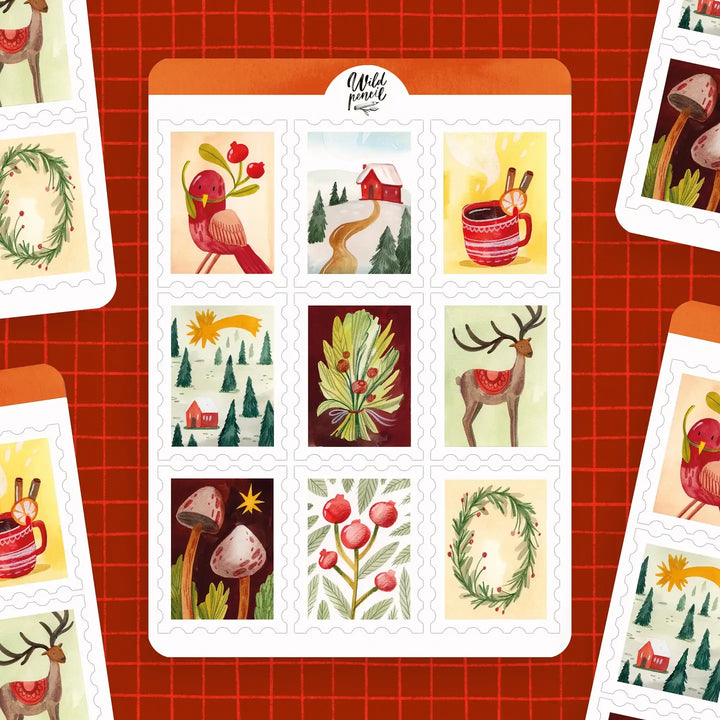 Sticker Sheet — Christmas Stamps