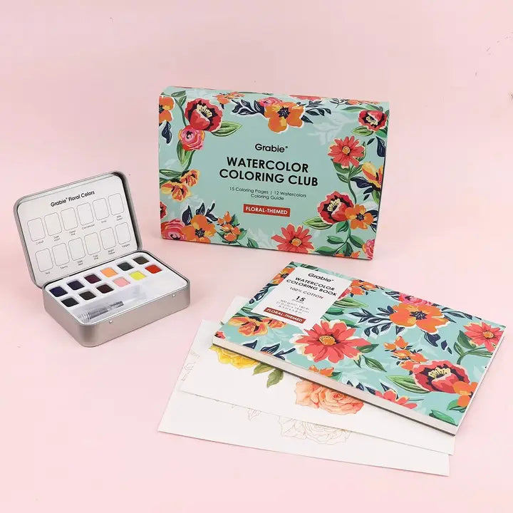 Watercolor Coloring Club Box - Floral-Themed