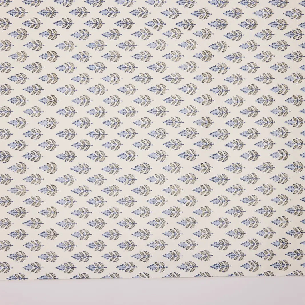 Hand Block Printed Gift Wrap Sheets - Buti Blue Stone (Roll)