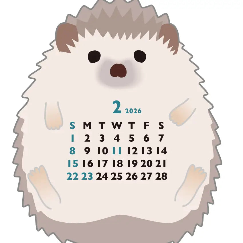 Die-Cut Mini Hedgehog Calendar 2026