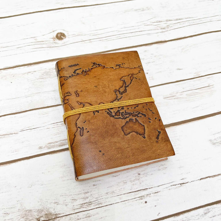 Vintage World Map Leather Journal