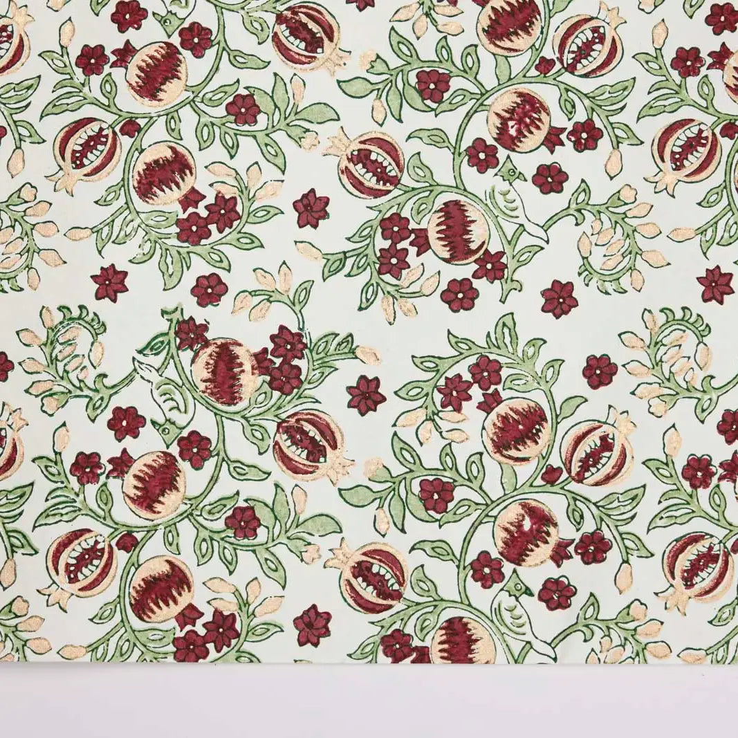 Hand Block Printed Gift Wrap Sheets - Pomegranate Cherry (Roll)