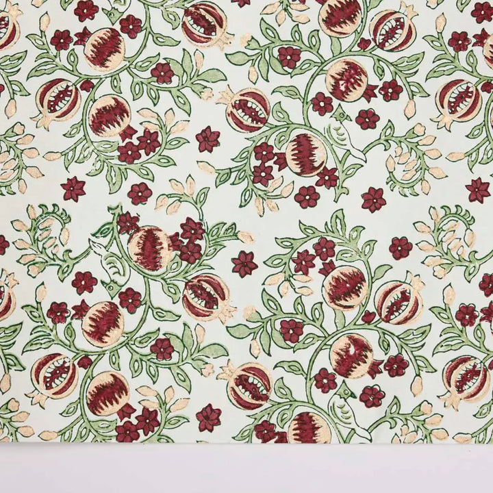 Hand Block Printed Gift Wrap Sheets - Pomegranate Cherry (Roll)