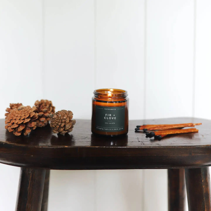Fir + Clove - Mini Amber Jar Soy Candle