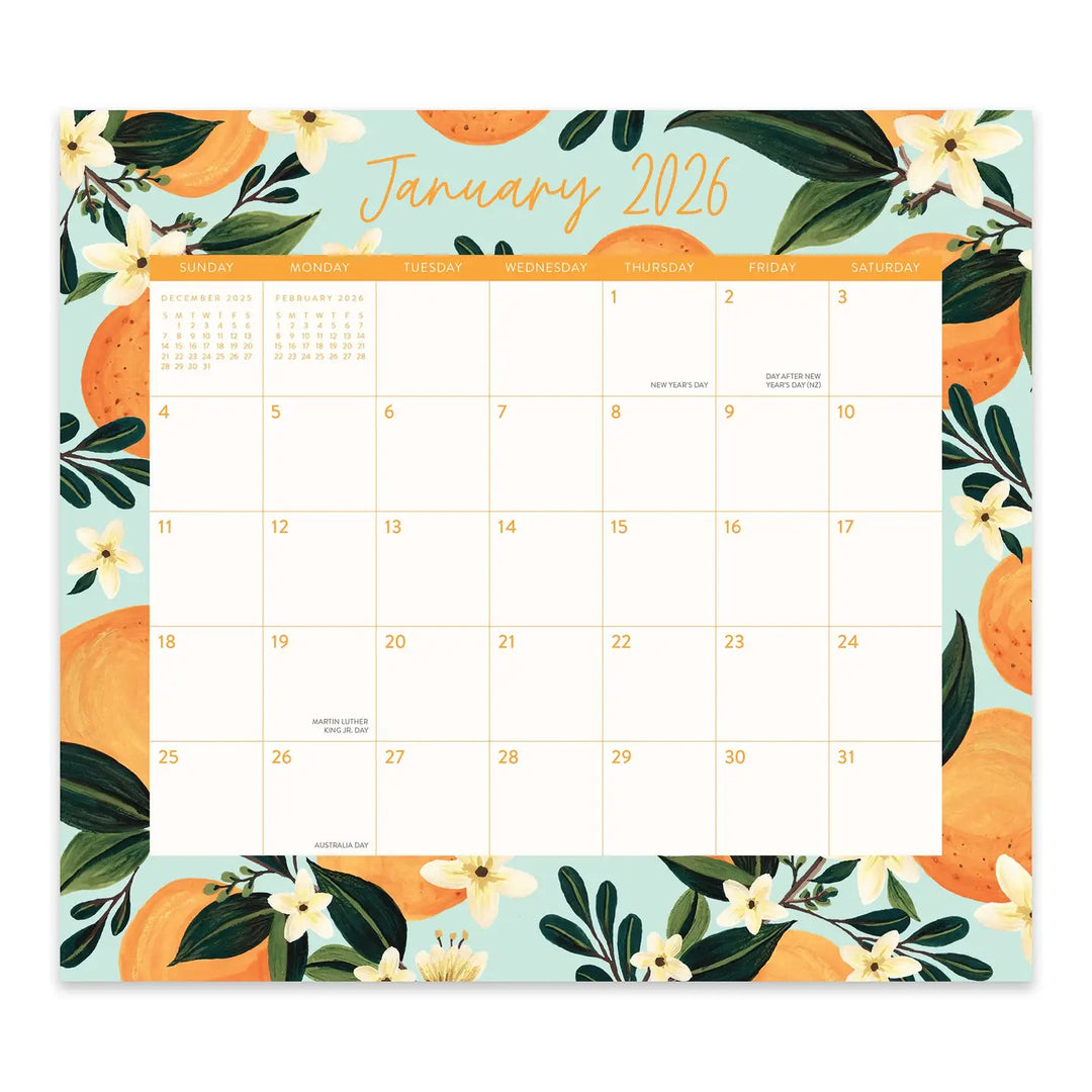 Fruit & Flora Magnetic Monthly Pad Calendar (Aug 2025 - Dec 2026)