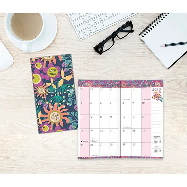Flower Fancy 2026 Two-Year-Plus Pocket Planner (Aug 2025 - Dec 2027)