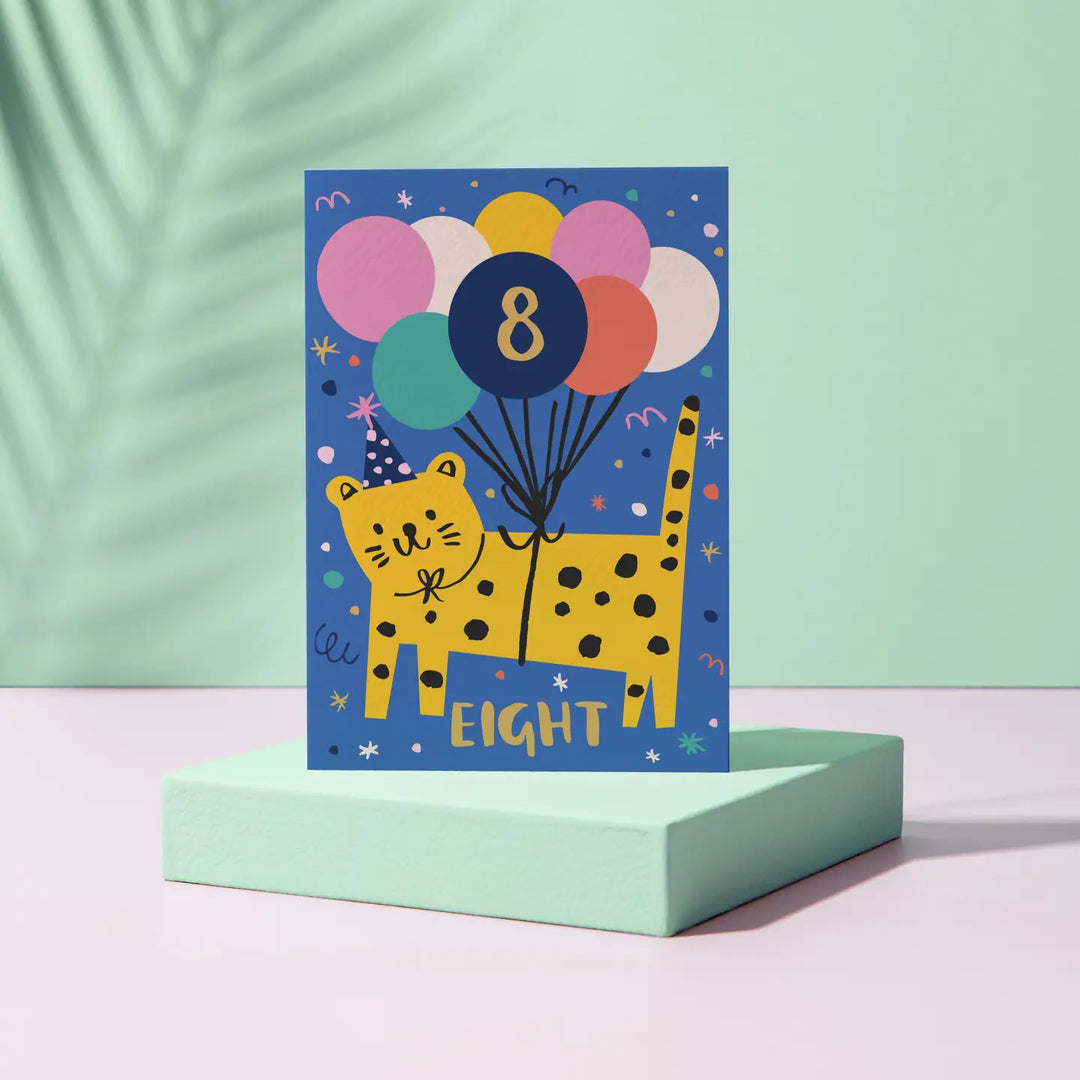 Tiger-Themed Eight-Year-Old Birthday Card