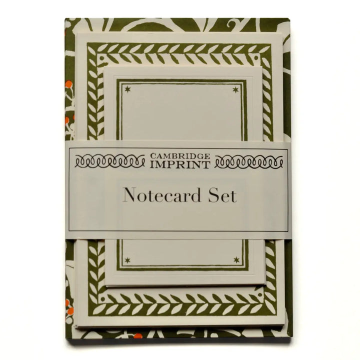 Set of Notecards and Envelopes Ivy Swamp Green and Orange