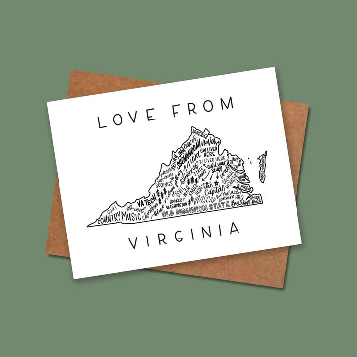 Virginia State Map Greeting Cards  - Set of 8