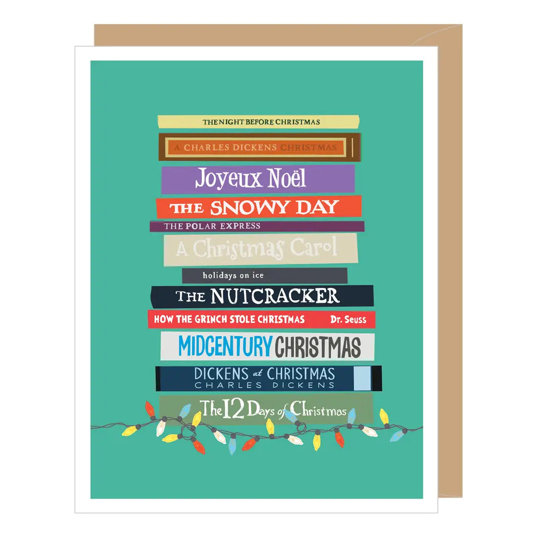 Christmas Book Stack Holiday Card (Set of 8)