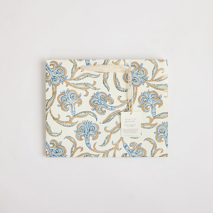 Hand Block Printed Gift Bags - Iris Glitz Stone