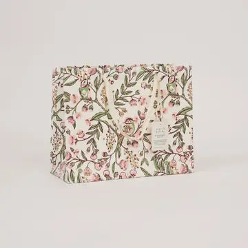 Hand Block Printed Gift Bags - Song Birds Blush