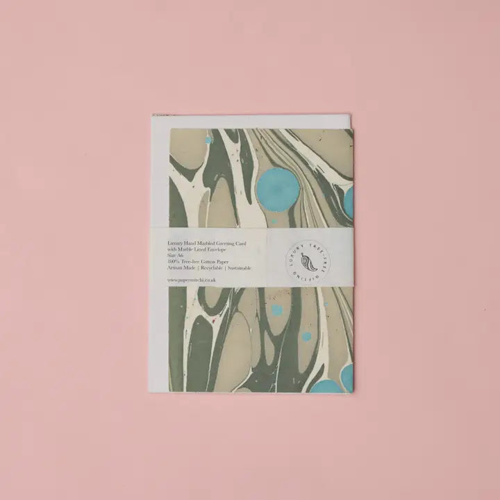 Hand Marbled Greeting Card - Cosmos Ocean Slate