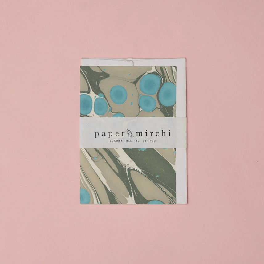 Hand Marbled Greeting Card - Cosmos Ocean Slate