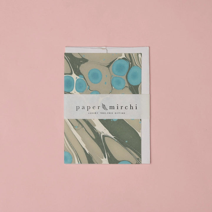 Hand Marbled Greeting Card - Cosmos Ocean Slate