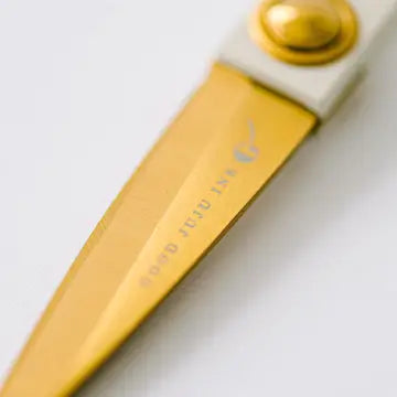 Ivory and Gold Heirloom Scissors with Case - Sage Green