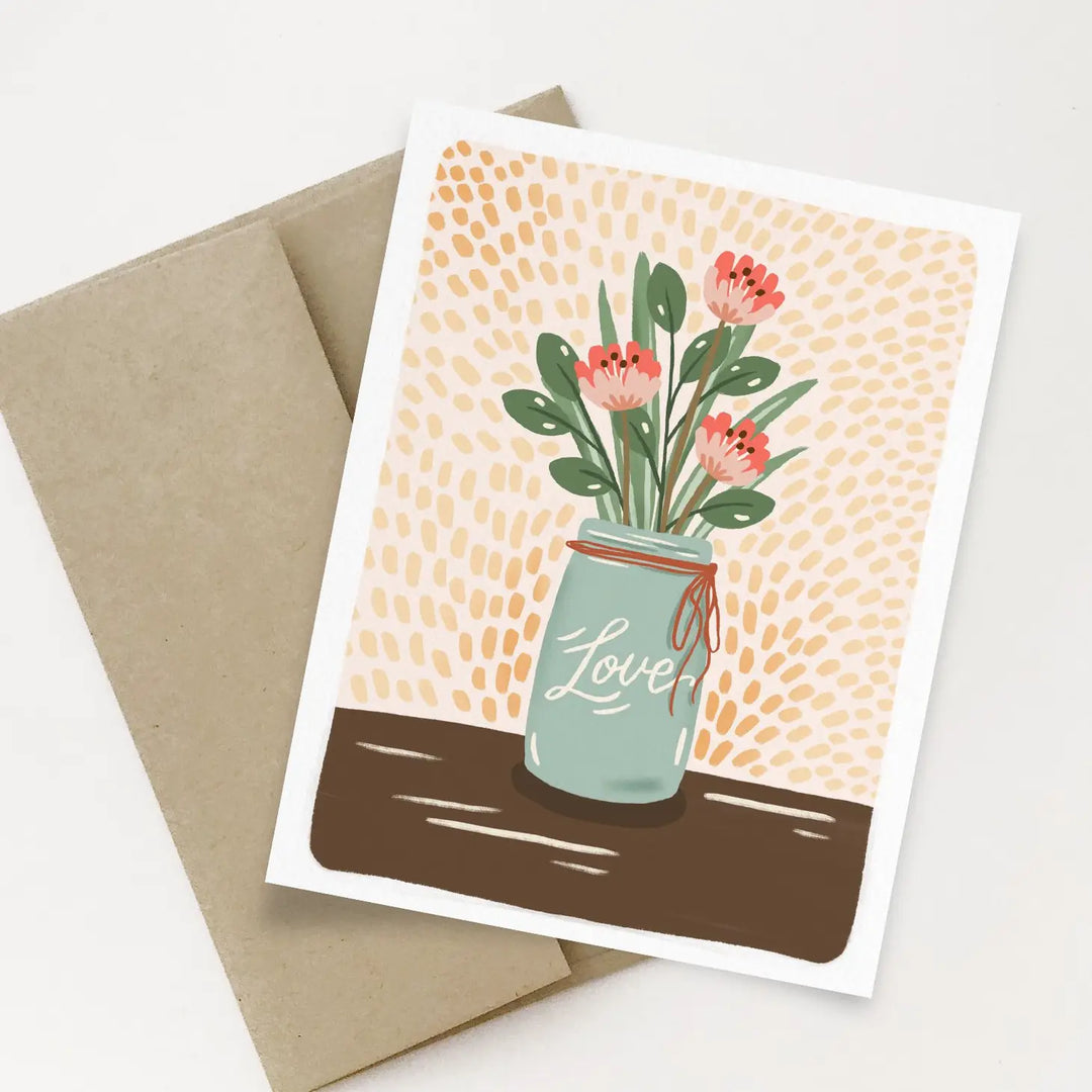 Love Jar of Flowers Card