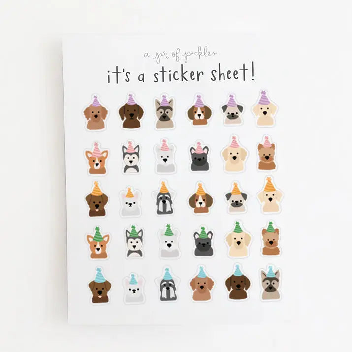 Mini Dog Party Clear Sticker Sheet