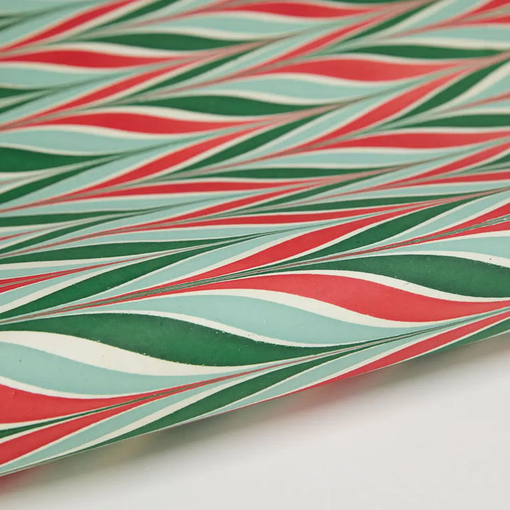Hand Marbled Gift Wrap Sheets - Candy Stripes Festive Mix (Roll)
