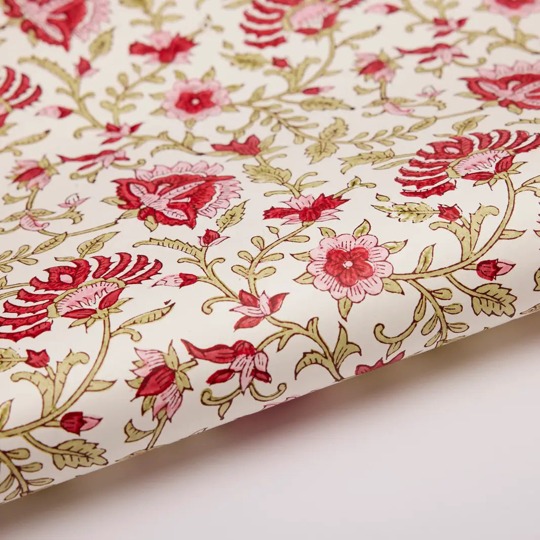 Hand Block Printed Gift Wrap Sheets - Flora Festive Mix (Roll)