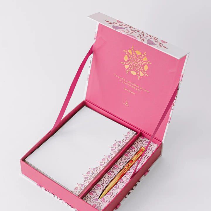 Folk Pattern Luxury Stationery Set (Pink/Purple)