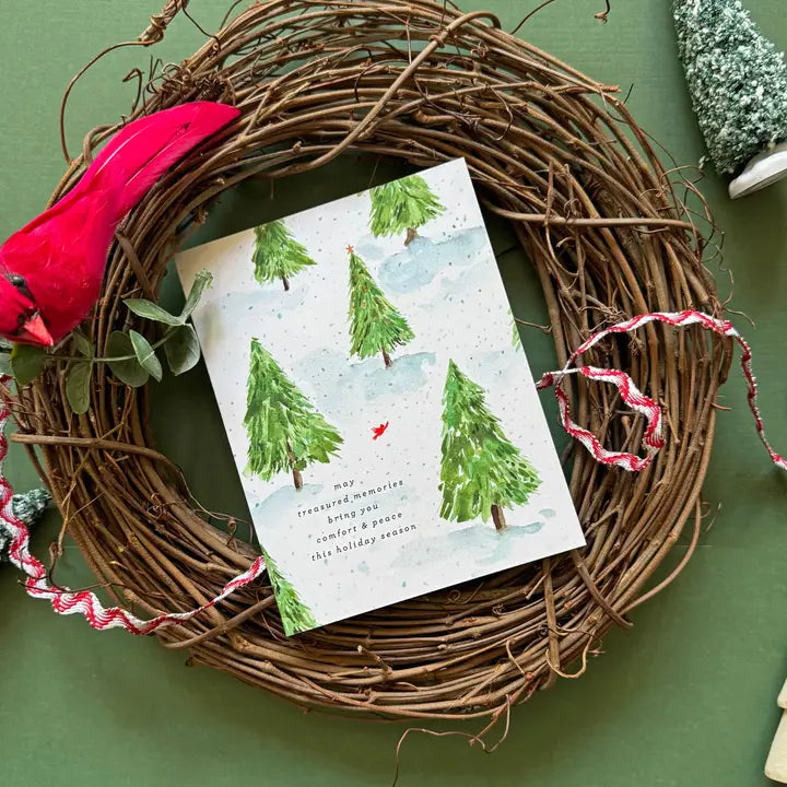Cardinal in the Forest Holiday Remembrance Greeting Card