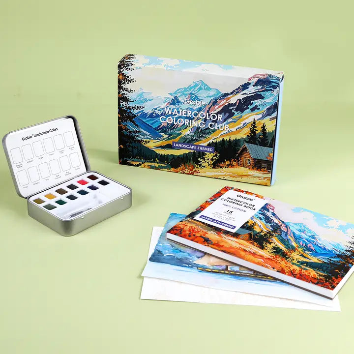 Watercolor Coloring Club Box - Landscape-Themed