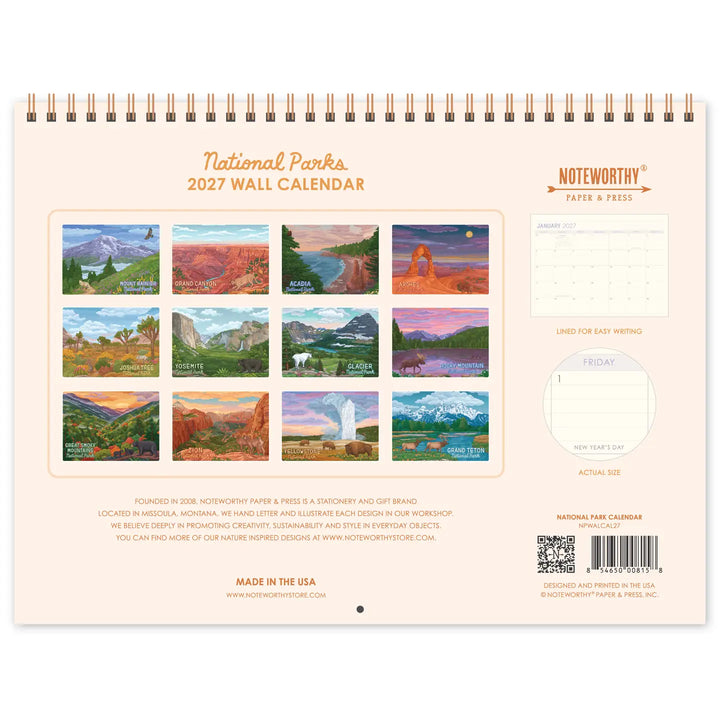 2027 National Parks Wall Calendar