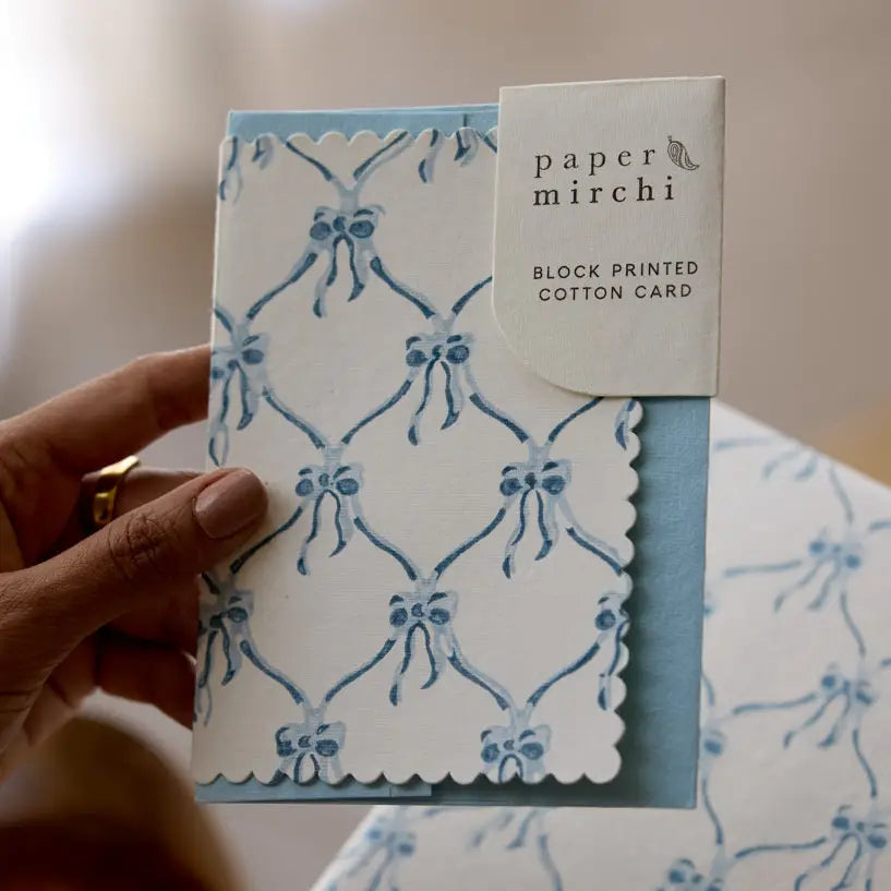 Hand Block Printed Greeting Card - Bows Alaska
