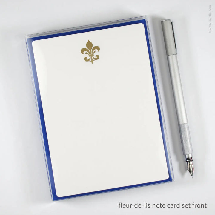 Gold Fleur-de-Lis Flat Note Card Set