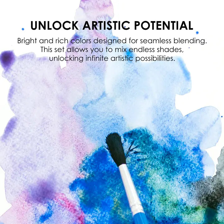 Watercolor Pocket Set of 12 Colors with Brush - Ocean Colors
