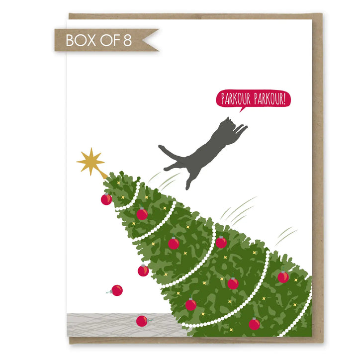 Parkour Cat Christmas Card  (Box of 8)