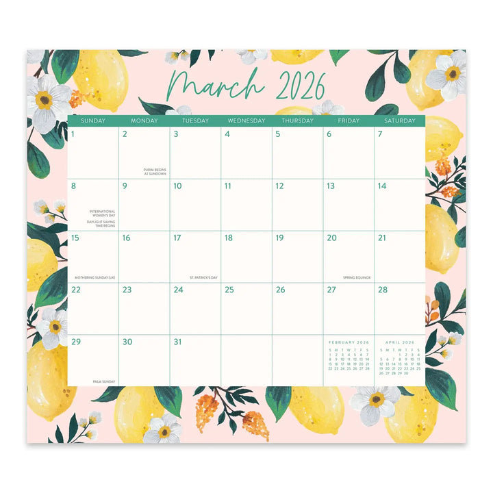 Fruit & Flora Magnetic Monthly Pad Calendar (Aug 2025 - Dec 2026)