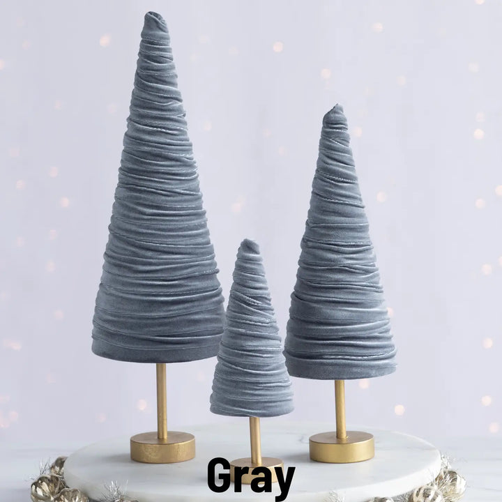 Handmade Pedestal Velvet Trees (Set of 3)