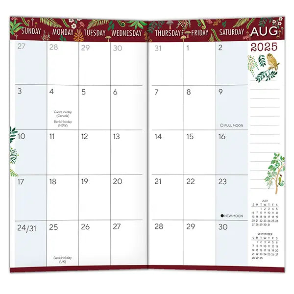Woodland Mushrooms 2026 Two-Year-Plus Pocket Planner (Aug 2025 - Dec 2027)