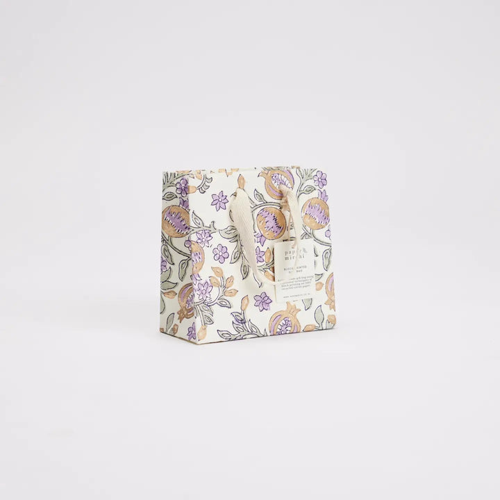 Hand Block Printed Gift Bags - Pomegranate Lavender