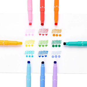 Confetti Stamp Double-Ended Markers (Set of 9)