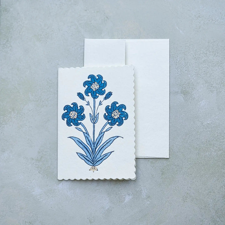 Hand Block Printed Greeting Card - Nargis Sapphire