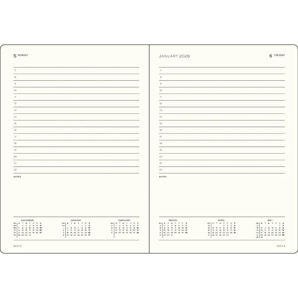 Leuchtturm Daily Planner - A5 Hardcover, Ruled (Jan-Dec 2027)