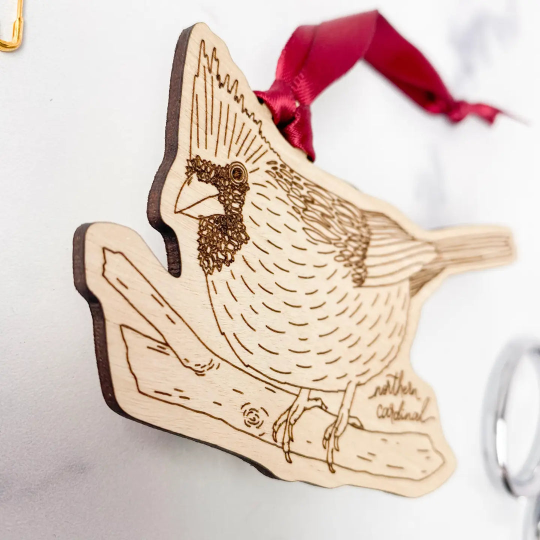 Cardinal Wooden Ornament