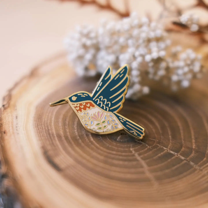 Green Hummingbird Enamel Pin