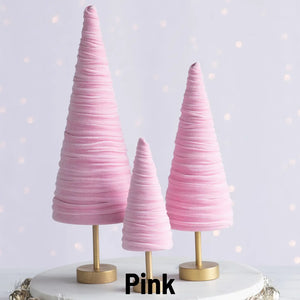 Handmade Pedestal Velvet Trees (Set of 3)