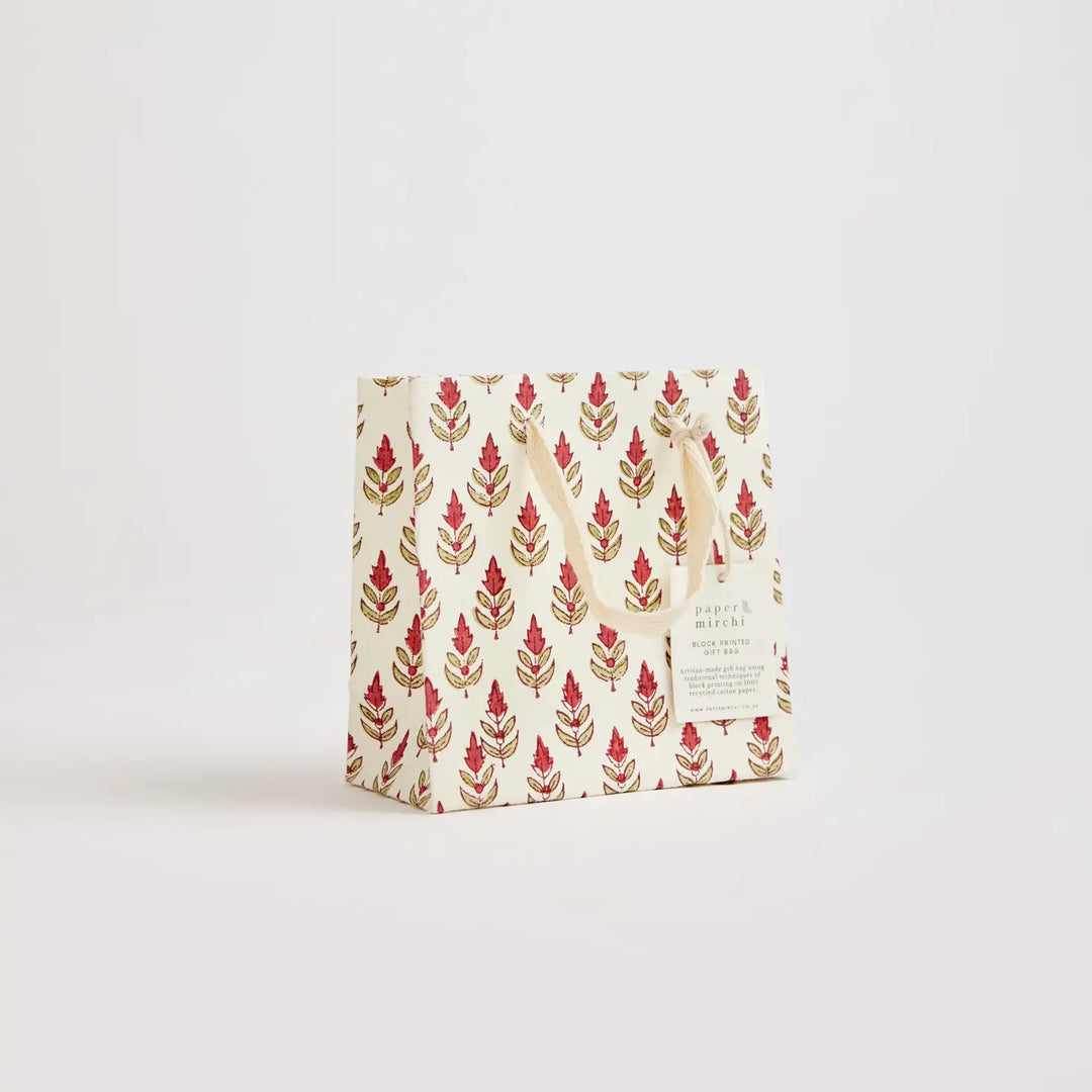 Hand Block Printed Gift Bags - Buti Scarlet