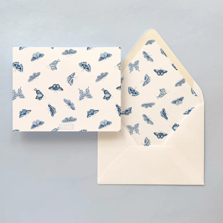 Porcelain Butterflies Folded Notecards (Set of 10)