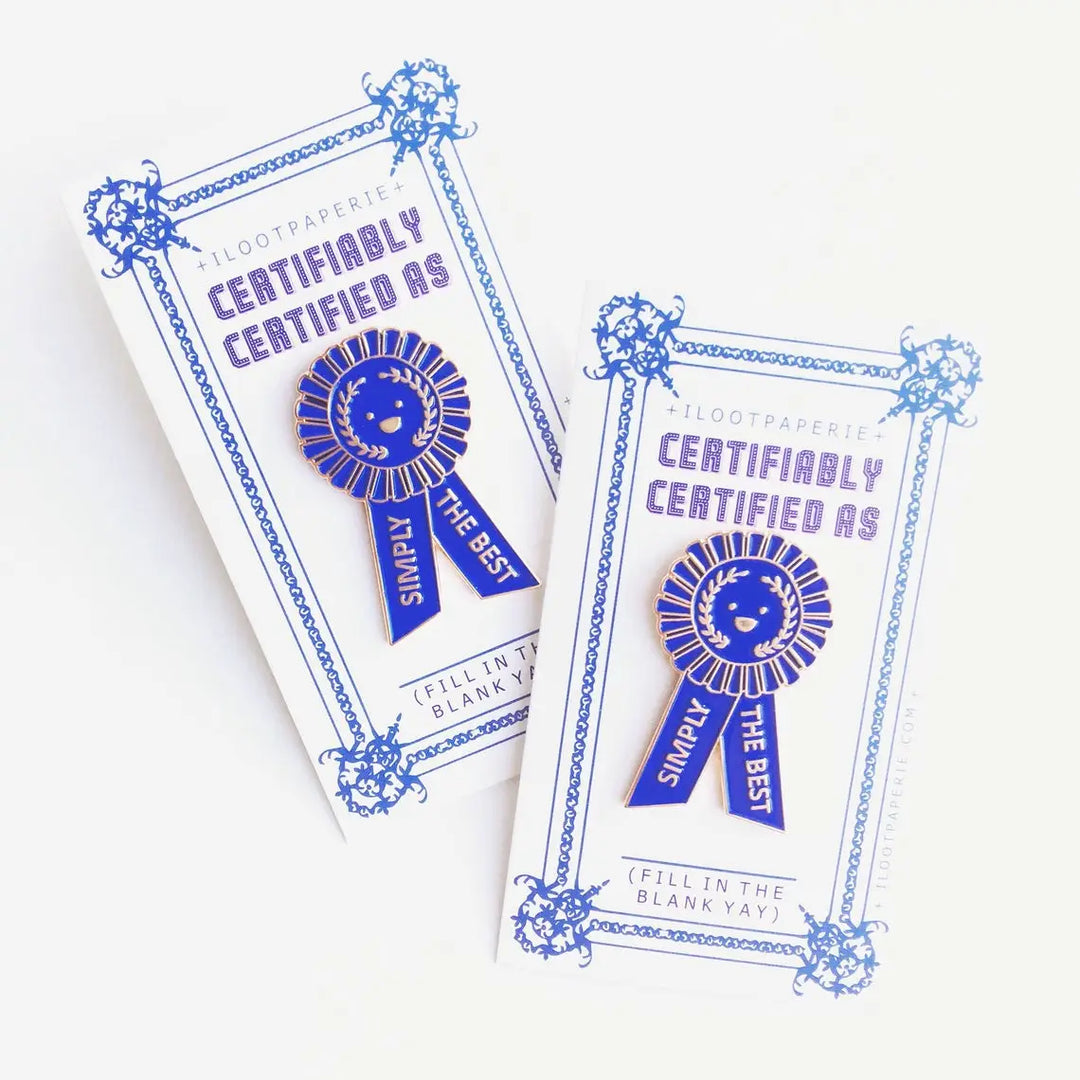 Simply the Best Blue Ribbon Enamel Pin