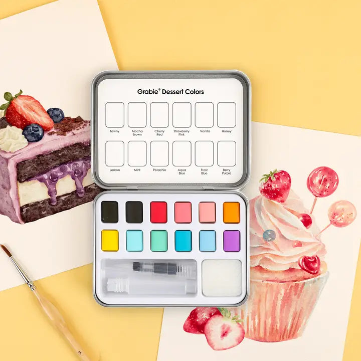 Watercolor Pocket Set of 12 Colors with Brush - Dessert Colors