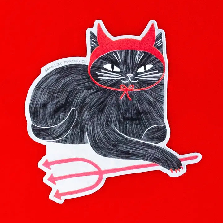 Devil Cat Mirror Sticker